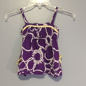 Mini Boden Brand Floral Sun Dress With Yellow Ribbons And Pockets Size 2 - 3Y